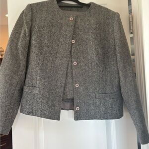 Chic Gray Herringbone Blazer